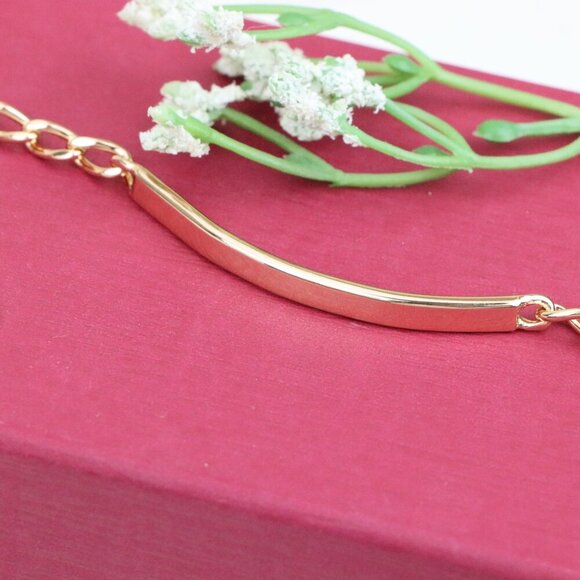 "Minimalist Polished Rose Gold Bracelet with Sleek Bar Accent, XPBL1106 - Picture 1 of 14